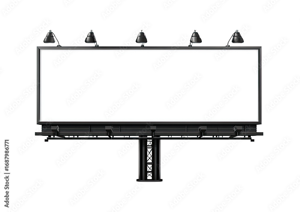 Obraz premium Blank billboard with spotlights, dark background