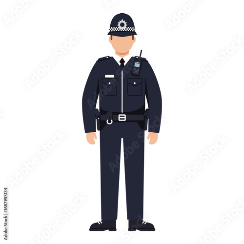 british police officer standing at attention wearing uniform ready for duty illustrating law enforcement
