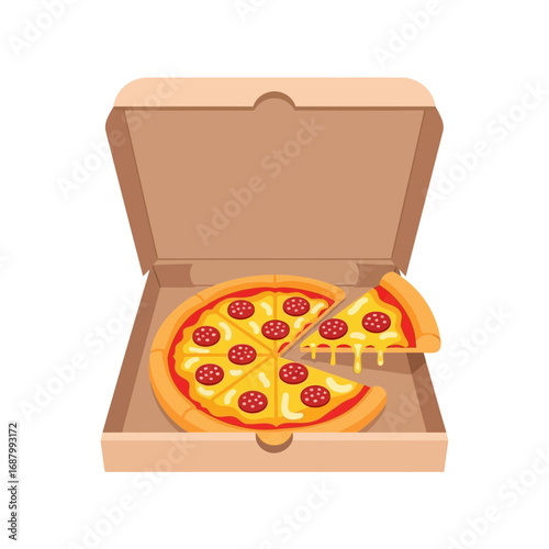 Slice of pizza with melted cheese and pepperoni