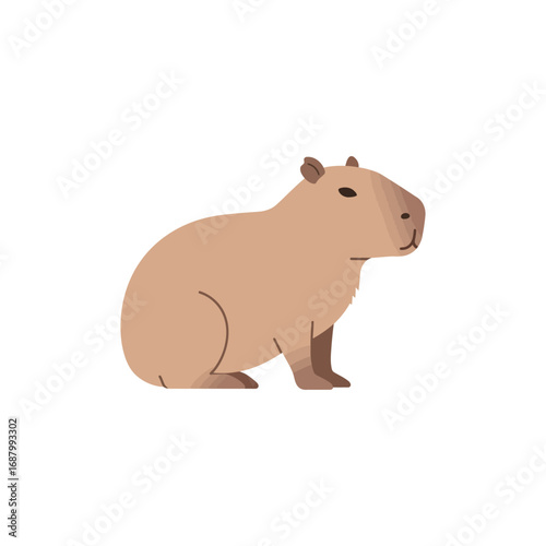 cute capybara illustration a charming south american rodent sitting calmly with a minimalist design perfect for children