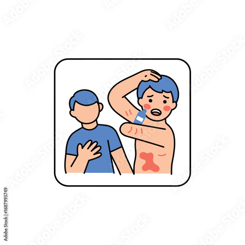 kid with sunburn applying lotion by his friend an illustration showing skin protection for kids