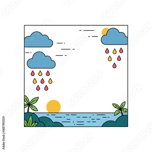 rainy season near the sea a tropical storm with sun and water at coastal area promoting tranquility and vacation