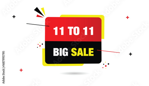 11 to 11 huge discount editable web banner icon template layout black yellow red gradient shapes light gray background design marketing promotion advertisement online sale campaign offer