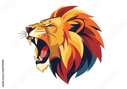 Cartoon vector illustration of a wild lion head, a powerful mascot symbol for nature and safari adventures