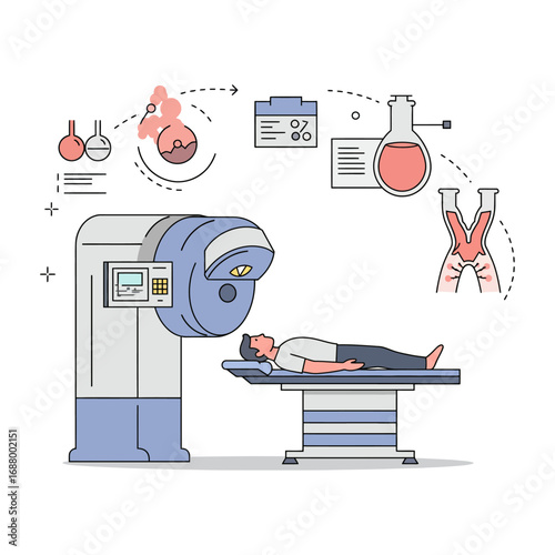 cancer radiation therapy a patient receiving treatment in a hospital for oncology radiation for medical use