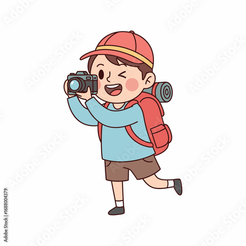 Illustration of a Traveler Taking a Photo