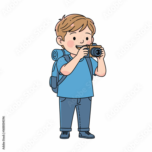 Illustration of a Traveler Taking a Photo