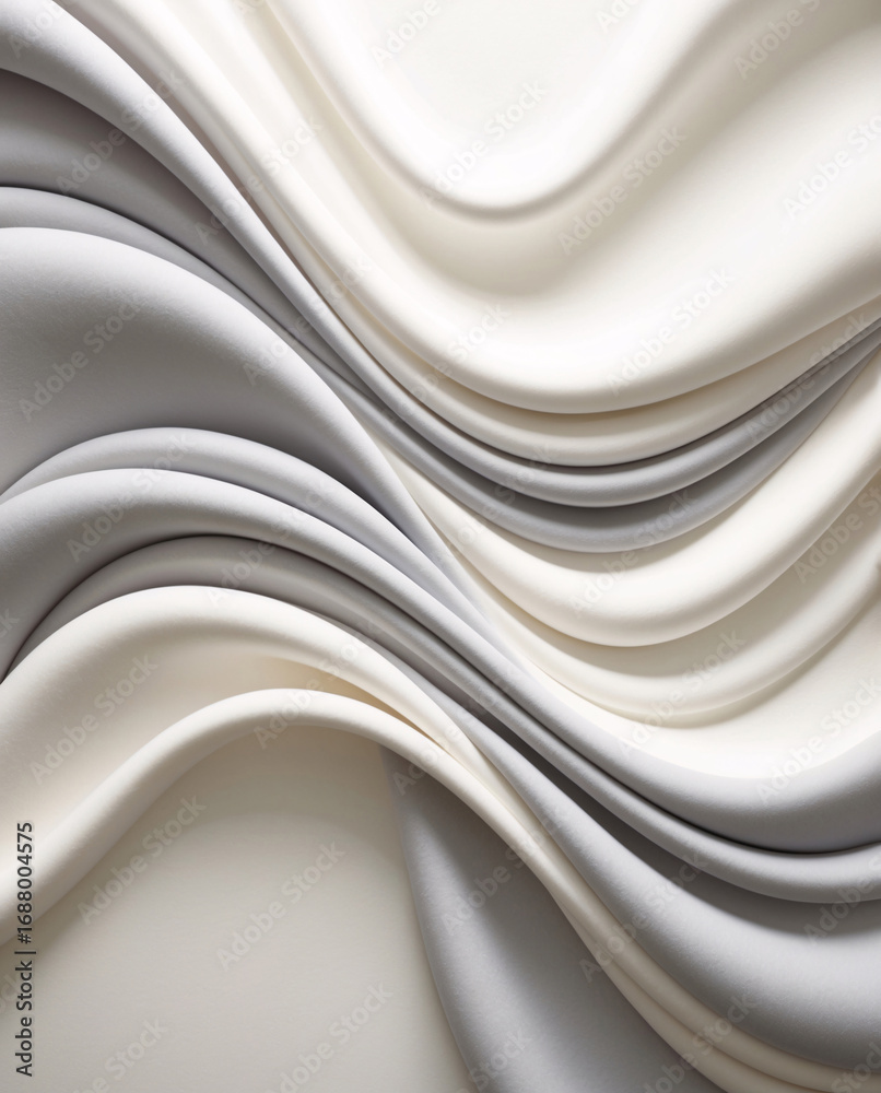 Obraz premium modern black white gray abstract 3d waves seamless background with fluid lines gypsum texture art texture wallpaper background for copy space