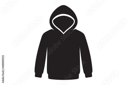 Black hoodie front silhouette icon vector illustration design on white background.
