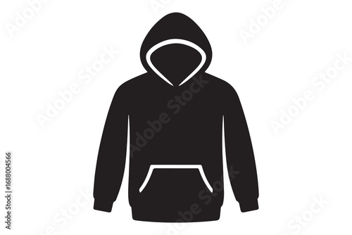 Black hoodie front silhouette icon vector illustration design on white background.