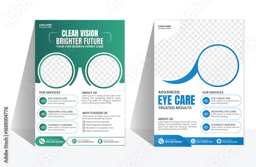 Modern eye care Treatment clinic flyer template design vector for eye hospital advertisement