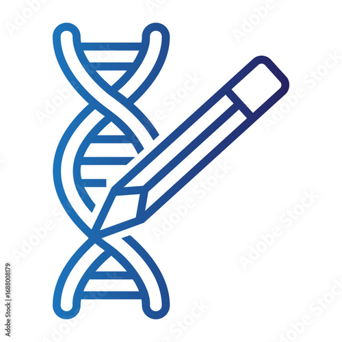 Simple vector illustration of a pencil editing a DNA helix, symbolizing gene therapy, CRISPR technology, and genetic research