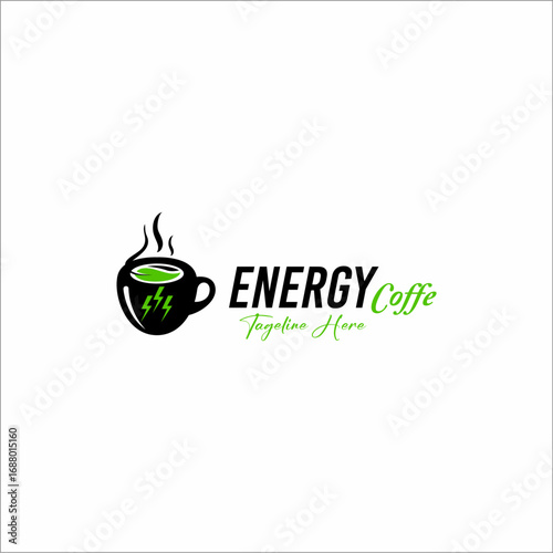 Energy Drink Coffee Logo – Modern Cup with Electric Bolt Icon