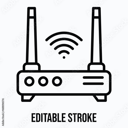 Wi-Fi Router Device Isolated Vector Lineal Style Icon, Editable Stroke