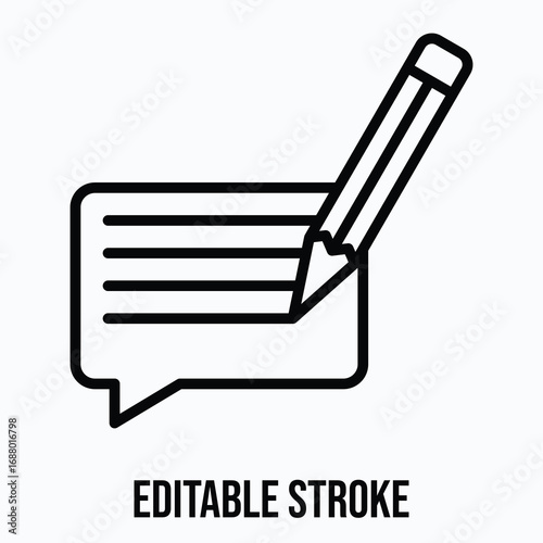 Document with Chat Bubble Comment Isolated Vector Lineal Style Icon, Editable Stroke
