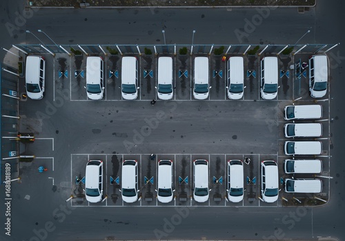Aerial Symmetry at Electric Van Fleet Charging Hub