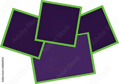 I see you’ve uploaded an image of **four overlapping rectangles (squares/frames)**.

* The shapes are **dark purple** in the center.
* Each rectangle has a **bright green border**.
* They are arranged