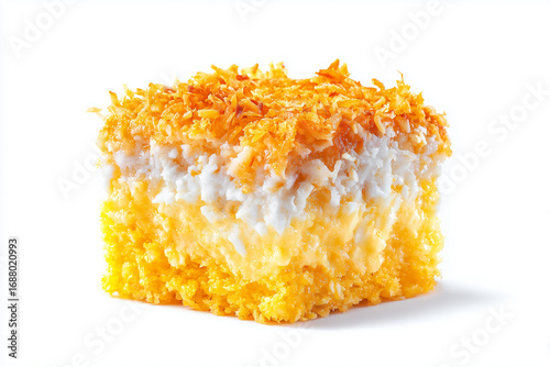 Coconut cake slice with transparent background