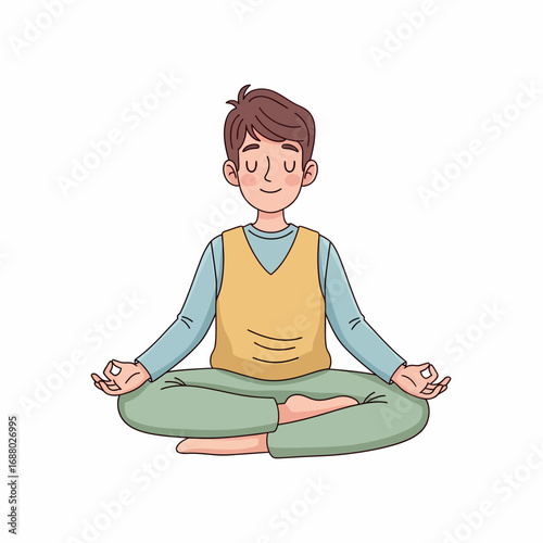 Illustration of a Young Man Meditating