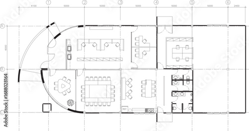 Office Interior Furniture Layout Plan Vector Drawing