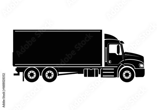 Black Silhouette of a Freight Truck Efficient Transport and Delivery Concept