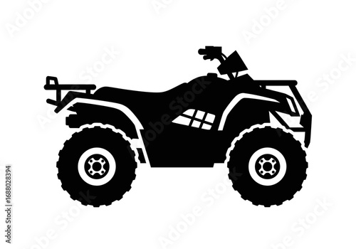 Black and White Silhouette of an All-Terrain Vehicle (ATV) Isolated on a White Background