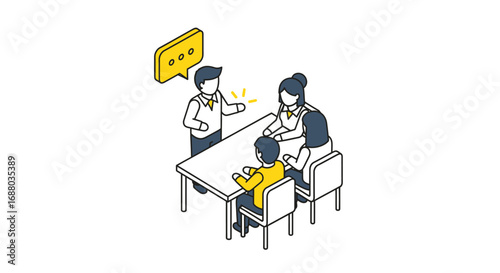 A team meeting:  A presenter leads a discussion with attentive colleagues around a table.