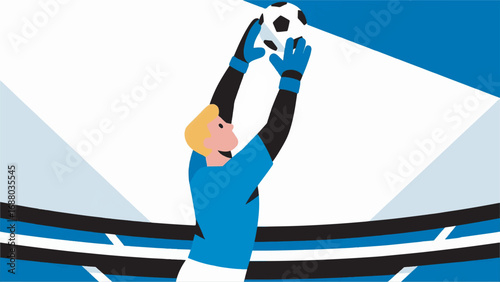 Illustration of Goalkeeper Catching a Soccer Ball Vector Design Template