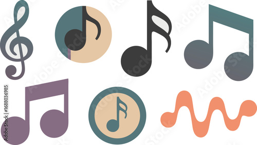 Colorful Music Notes and Symbols Illustration for Creative Musical Designs