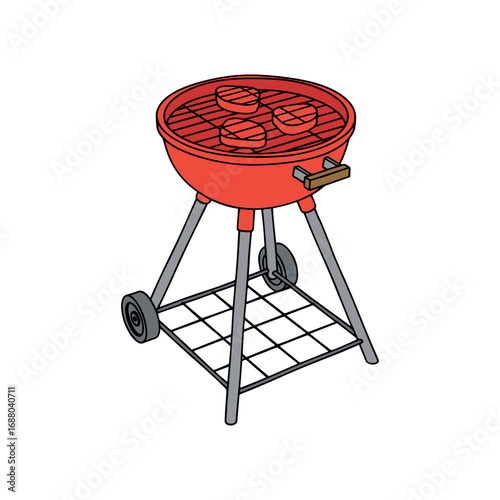 Fotografía BBQ grill with steaks on white background