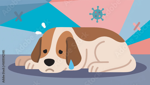 Illustration of Sick Dog Vector Animal Design Template