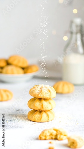 Stacked cookies dusted with sugar