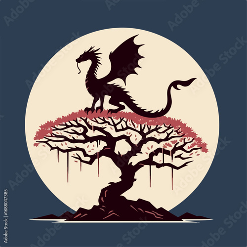 dragon tree set vector illustration