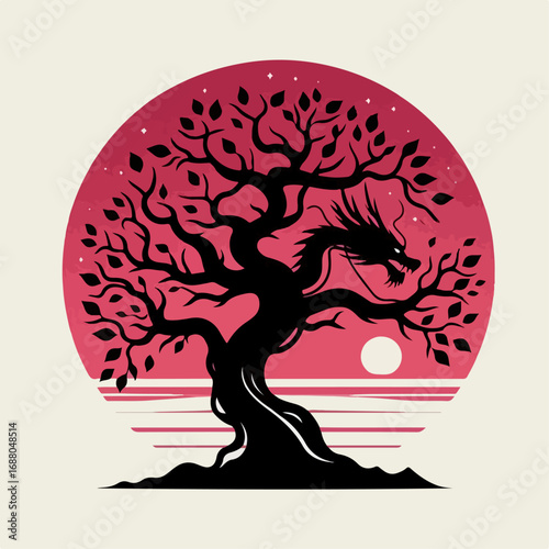 dragon tree set vector illustration