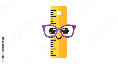 Cartoon Ruler with Glasses and a Happy Face