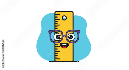 Cartoon Ruler with Glasses and a Happy Face