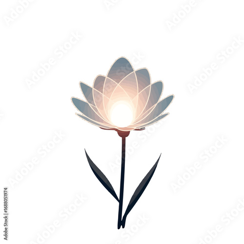 Luminous Floral Illustration with Petal Detail on White Backdrop Graphic Renderings