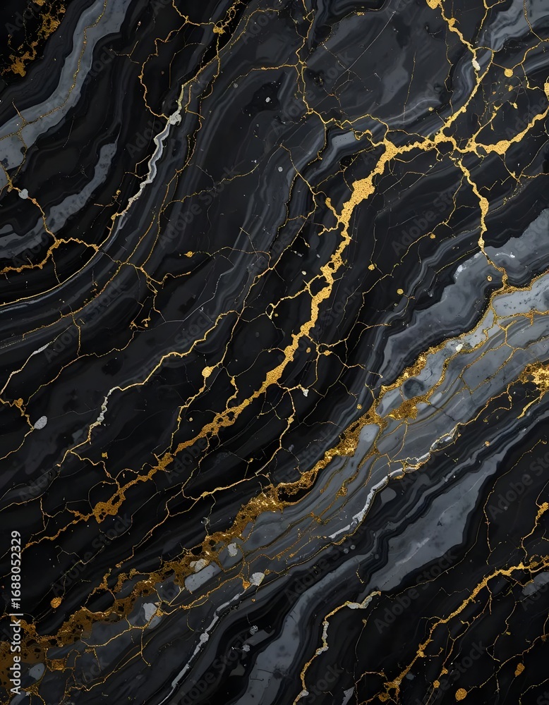 Fototapeta premium Black Marble Texture with Elegant Gold Accents