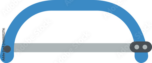 Vector illustration of a hacksaw with a blue handle, commonly used to cut through metal, pipes, and construction materials. Ideal for construction tool graphics, repair illustrations, workshop icons, 