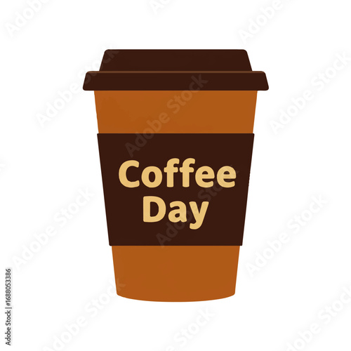 Coffee Day Disposable Cup Vector Illustration.