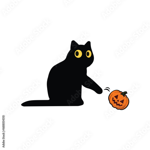 Halloween Black Cat Vector Single Icon v2– EPS10, Flat Illustration