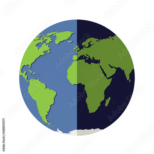 Earth Globe Day and Night Illustration.