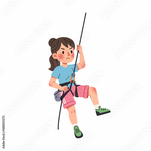 Illustration of a Young Woman Rock Climbing