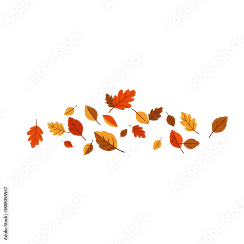 Swirling autumn leaves blowing in the wind.