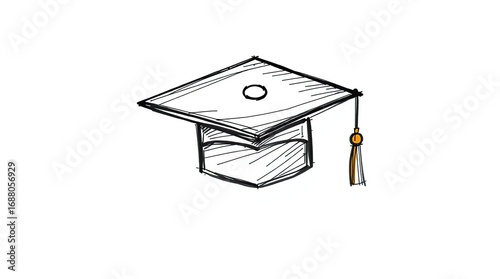 Graduation cap sketch with education symbol.