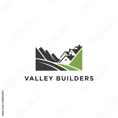 Valley building architecture builder, logo design illustration