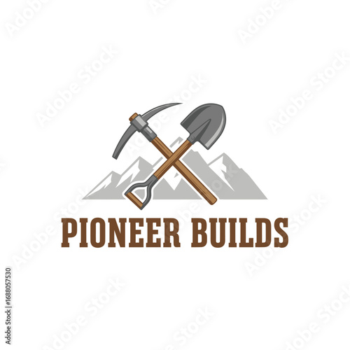  Hammer equipment dig tool, logo design illustration 
