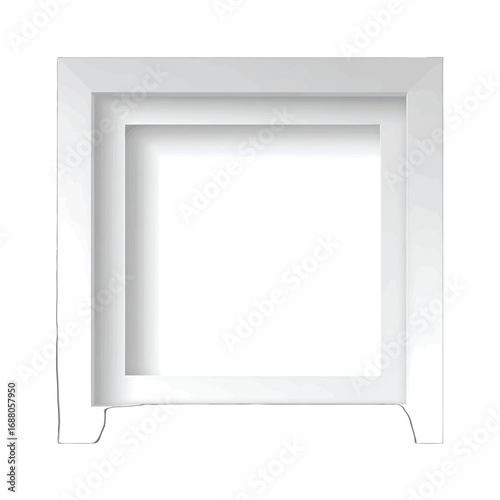 White Square Frame Overlapping Design with Soft Shadows and Empty Center for Graphics
