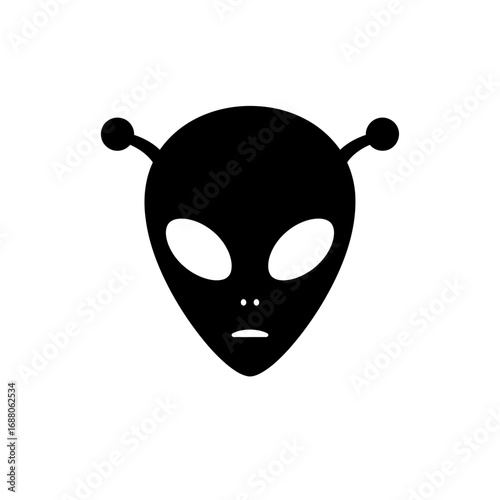 Classic Alien Head Icon Extraterrestrial Face Vector Silhouette