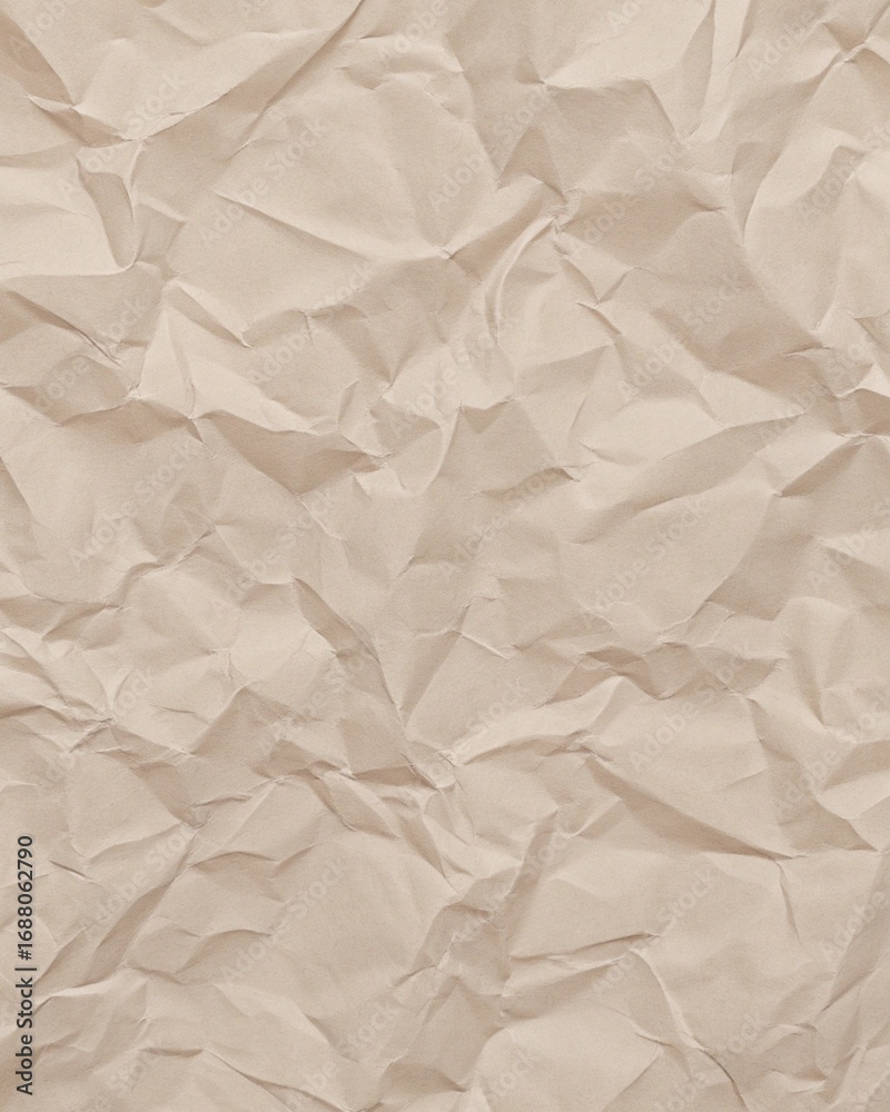 Fototapeta premium Crumpled Paper Texture with Soft Beige Tones and Subtle Folds for Minimal Posters